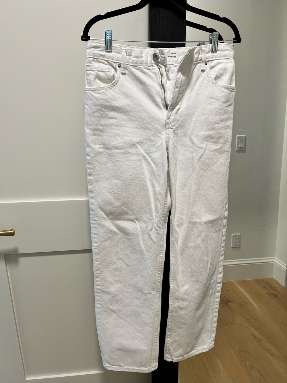 Bershka White Straight-Leg Denim Jeans- Petite